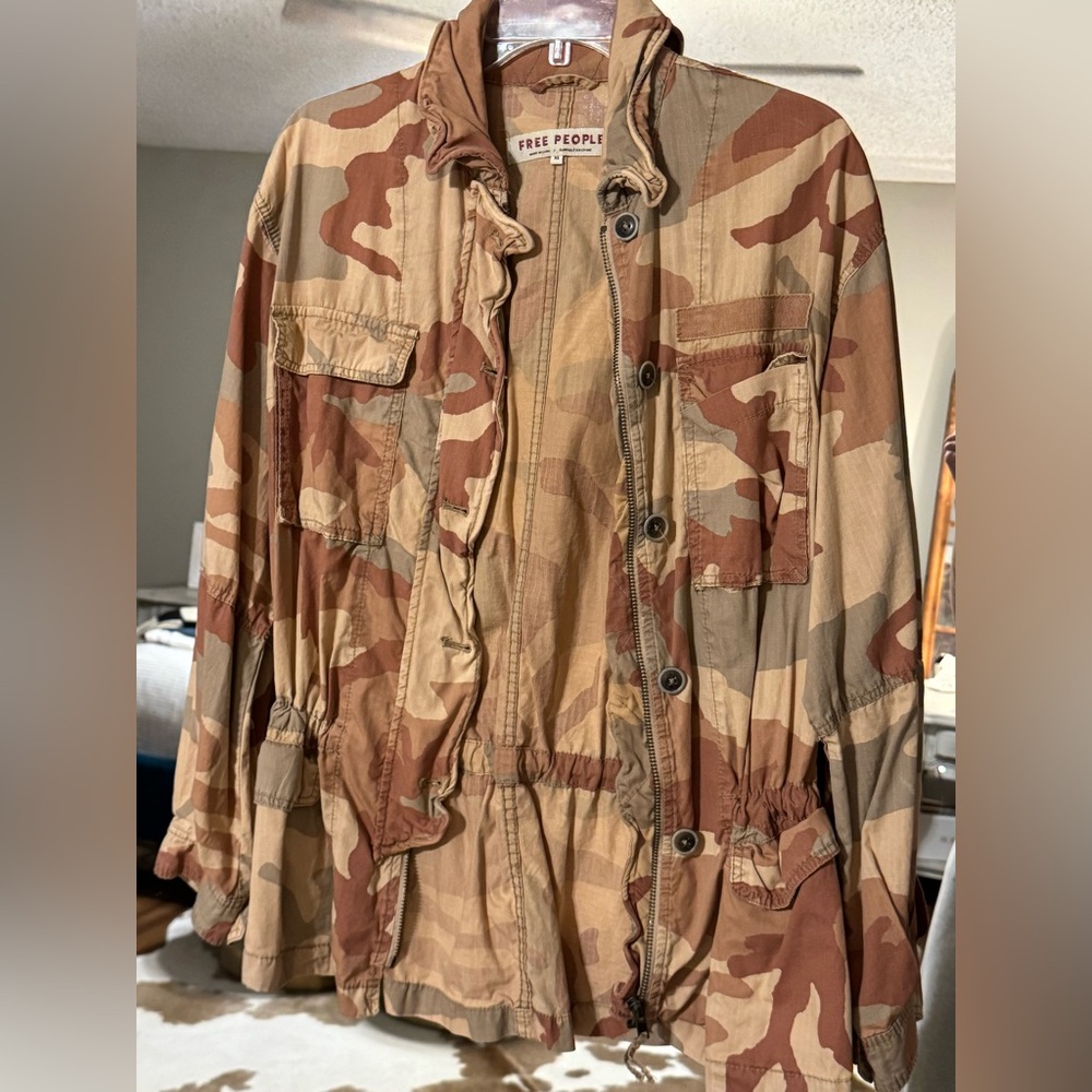 Free People Tan and Brown Patterned Jacket
